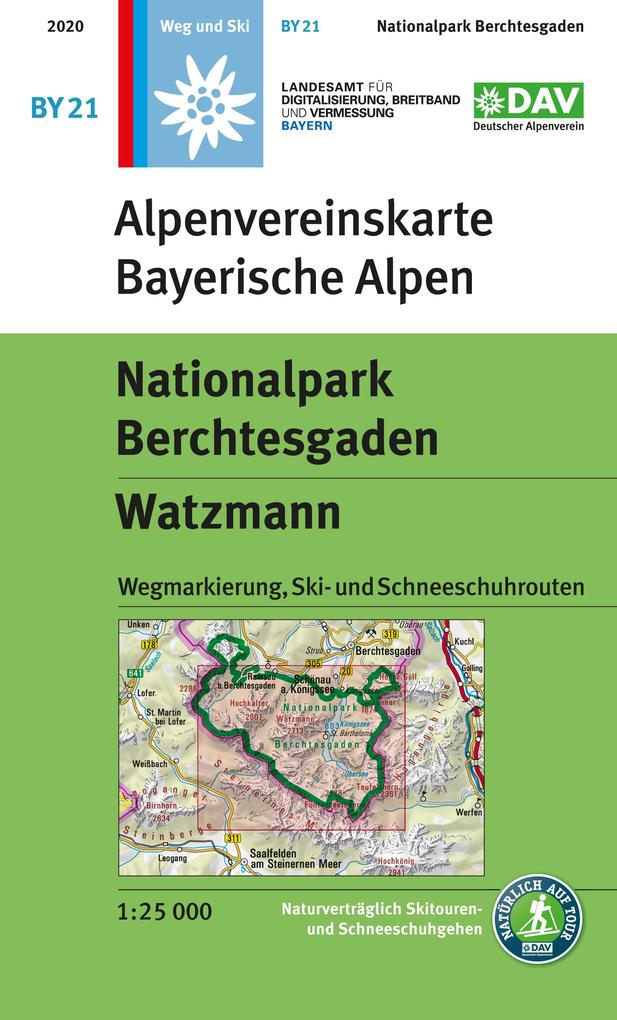 DAV Alpenvereinskarte Bayerische Alpen 21. Nationalpark Berchtesgaden Watzmann 1 : 25 000