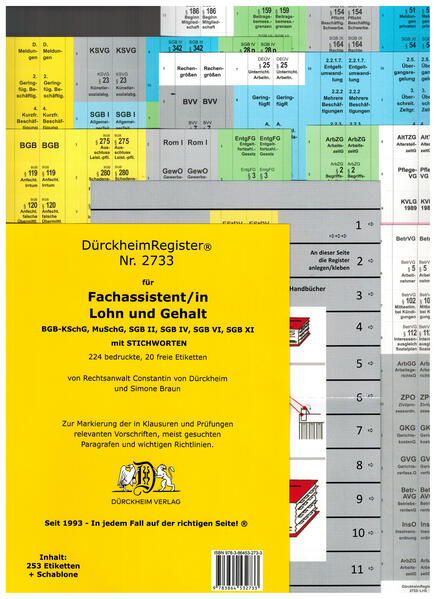 DürckheimRegister® - Fachassistent LOHN U GEHALT(ArbR-SGB) Nr. 2733 (2023)