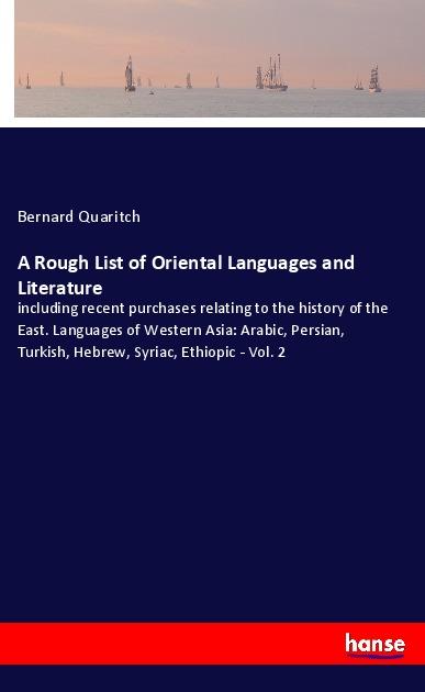 A Rough List of Oriental Languages and Literature