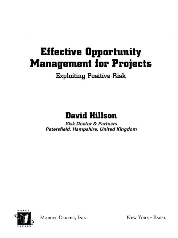 Effective Opportunity Management for Projects