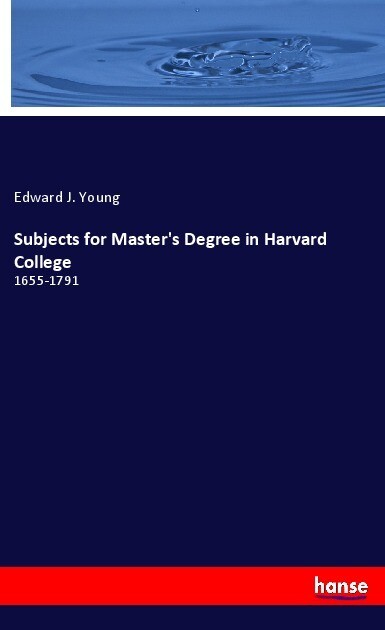Subjects for Master‘s Degree in Harvard College