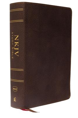 NKJV Study Bible Premium Calfskin Leather Brown Full-Color Red Letter Edition Comfort Print