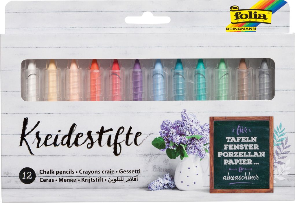 Crayons de couleur Folia 371209 - Lot de 12 couleurs assorties
