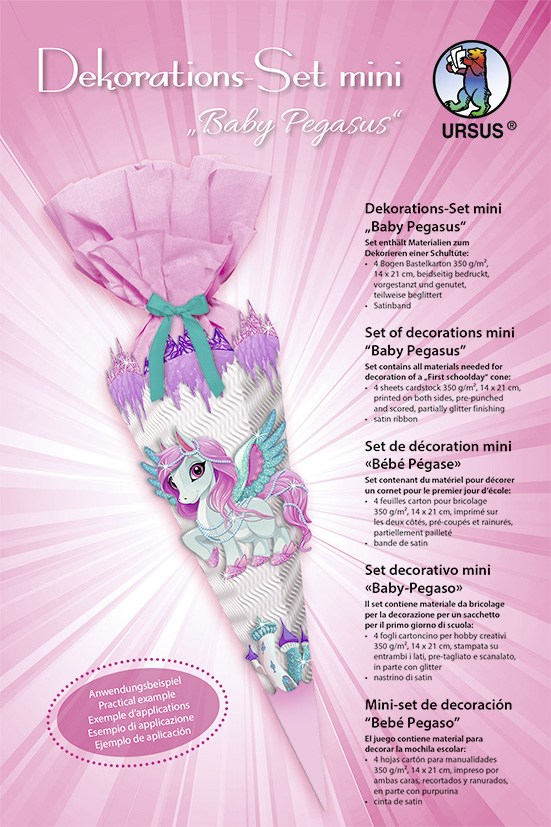 URSUS Dekorationssets Dekorations-Set mini Baby Pegasus 4 Bogen Bastelkarton
