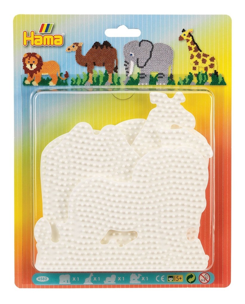 Hama 4582 - Blisterpackung große Stiftplatten Elefant Giraffe Löwe Kamel 4er Set