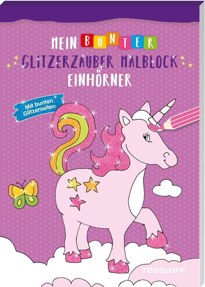 Image of Mein bunter Glitzerzauber-Malblock. Einhörner. Mit bunten Glitzerseiten