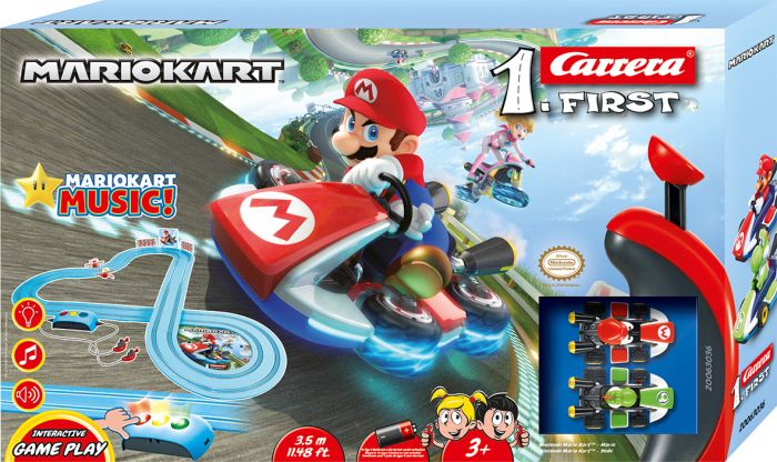 Image of CARRERA FIRST - Nintendo Mario Kart - Royal Raceway Autorennbahn Kinder ab 3 Jahren mit Mario und Yoshi, mit interaktiven Spielfunktionen, Musik, Sound- und Lichteffekten Kinder