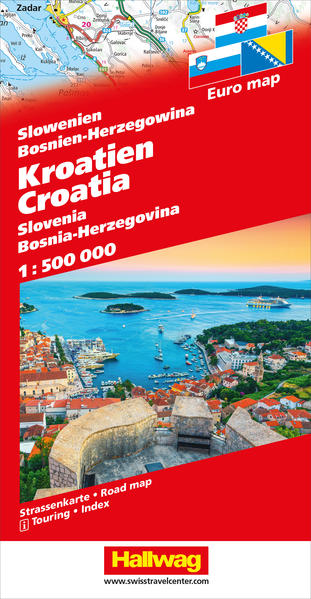 Kroatien Slowenien Bosnien-Herzegowina Strassenkarte 1:500 000