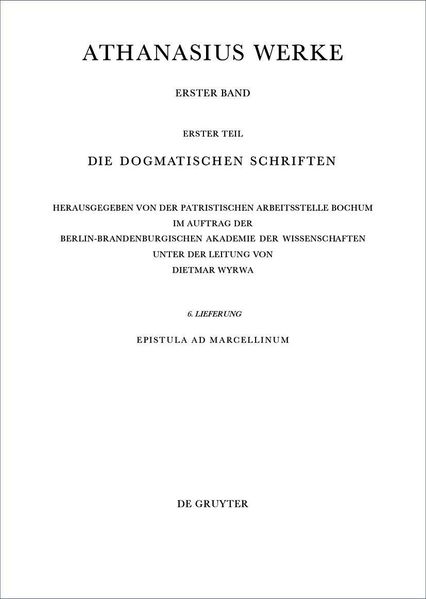 Werke Lfg 6 Epistula ad Marcellinum