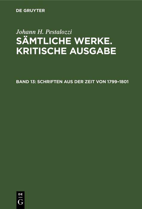 Schriften aus der Zeit von 1799-1801