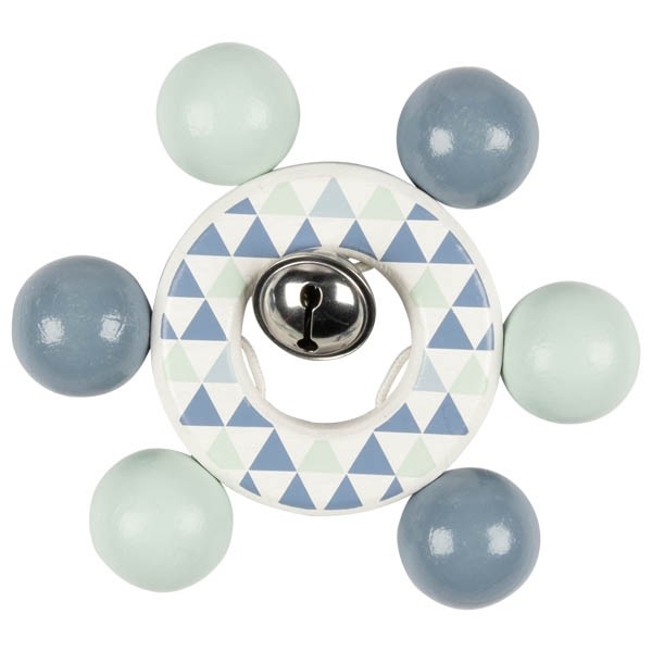 HEIMESS 765420 - Greifling Trendserie Junge Perlenkreisel mit Glöckchen mint/blau Holz