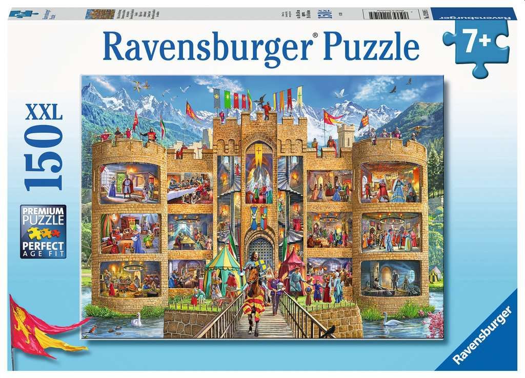 Ravensburger Kinderpuzzle - 12919 Blick in die Ritterburg - Ritter-Puzzle für Kinder ab 7 Jahren mit 150 Teilen im XXL-Format