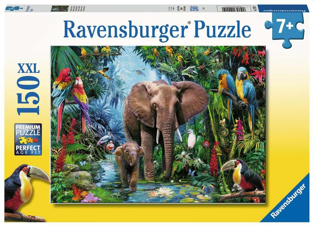 Ravensburger Kinderpuzzle - 12901 Dschungelelefanten - Tier-Puzzle für Kinder ab 7 Jahren mit 150 Teilen im XXL-Format