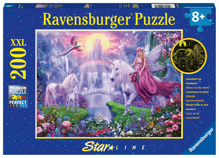 Ravensburger Kinderpuzzle - 12903 Magische Einhornnacht - Einhorn-Puzzle für Kinder ab 8 Jahren mit 200 Teilen im XXL-Format Leuchtet im Dunkeln
