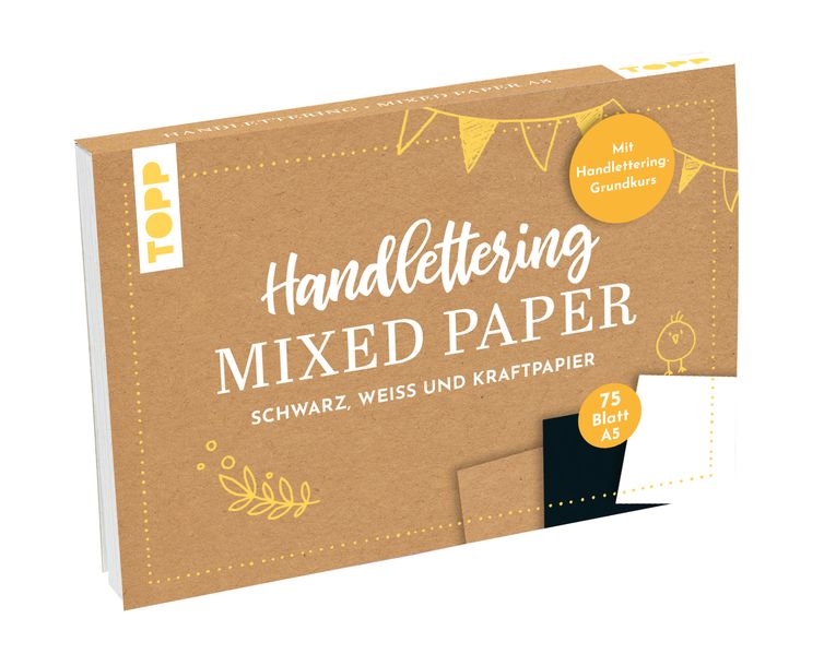 Handlettering Mixed Paper Block - Schwarz Weiß Kraftpapier - A5