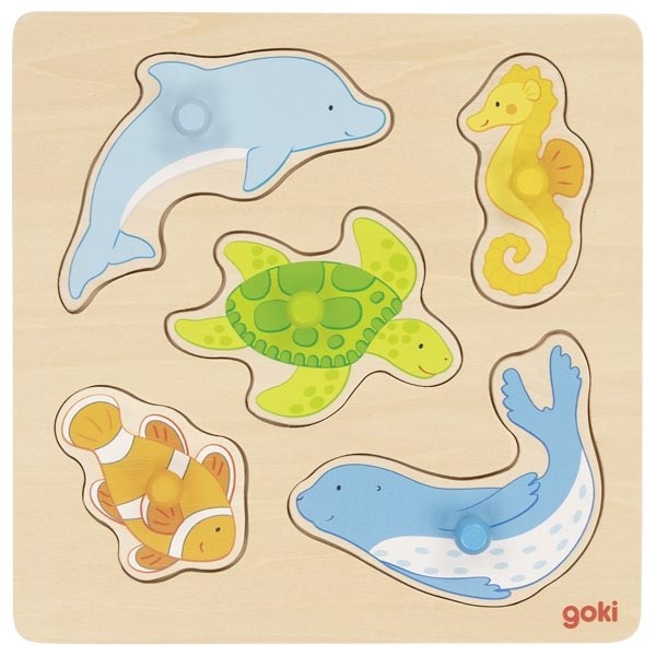Image of Goki 57446 - Steckpuzzle Im Meer Holz 5 Teile