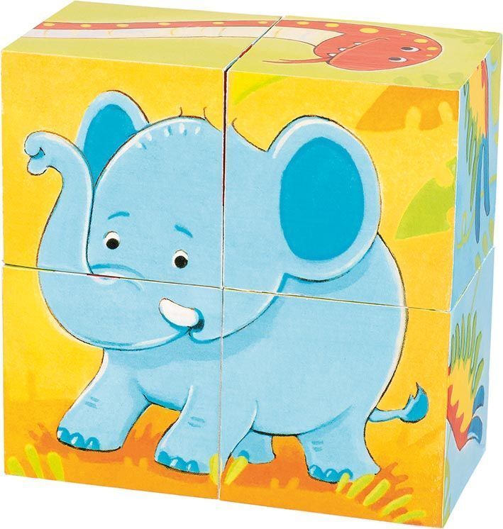 Image of Goki 57434 - Würfelpuzzle Wilde Tiere 4 Würfel