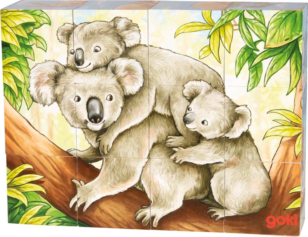 Image of Goki 57418 - Würfelpuzzle Australische Tiere 12 Würfel