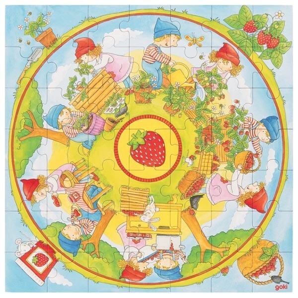 Goki 57442 - Wir pflanzen Erdbeeren XXL-Puzzle 49 Teile