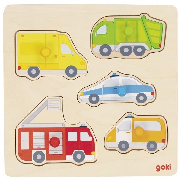 Image of Goki 57445 - Steckpuzzle Auf der Straße Holz 5 Teile