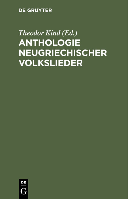 Anthologie neugriechischer Volkslieder
