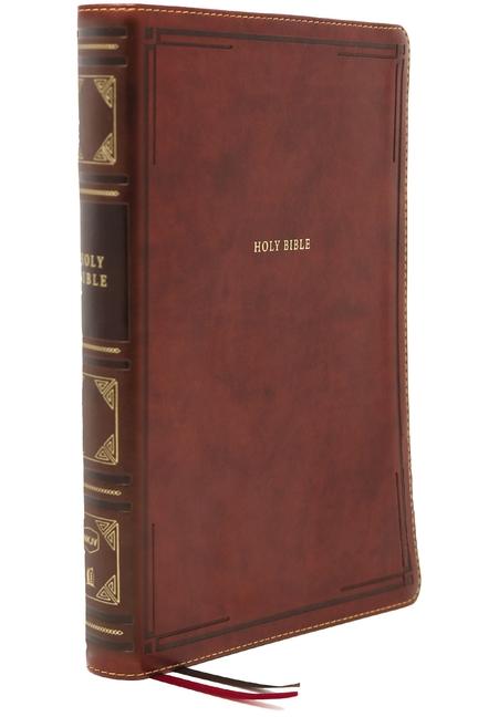 Nkjv Reference Bible Center-Column Giant Print Leathersoft Brown Red Letter Edition Thumb Indexed Comfort Print