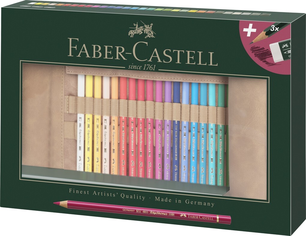Faber-Castell Farbstift Polychromos 30er Stifterolle + Zubehör 34-teilig