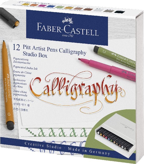 Faber-Castell Tuschestift Pitt Artist Pen Calligraphy 12er Atelierbox