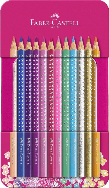 Faber Castell Colour Pencil Sparkle Tin of 12, Assorted