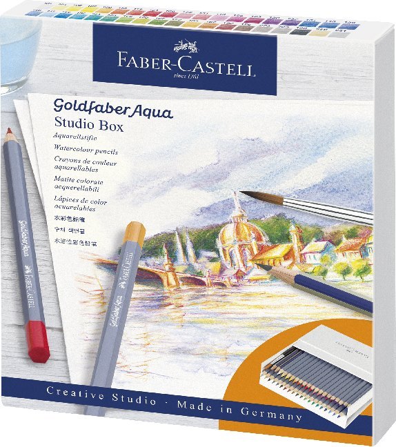 38 crayons de couleurs - Aquarellable - Faber-Castell - Goldfaber Aqua - Studio Box
