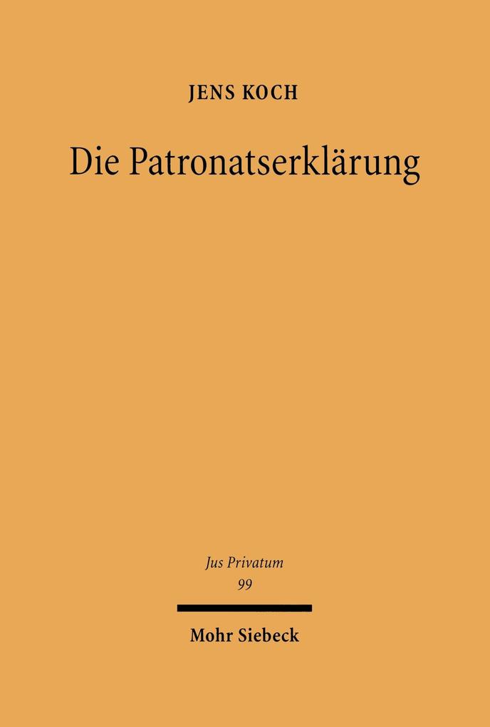 Die Patronatserklärung - Jens Koch