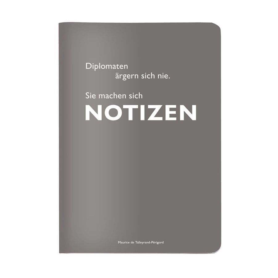 Heft A5 kariert 'Diplomaten ärgern sich nie. Sie machen sich Notizen.' (Maurice de Talleyrand-Périgord)