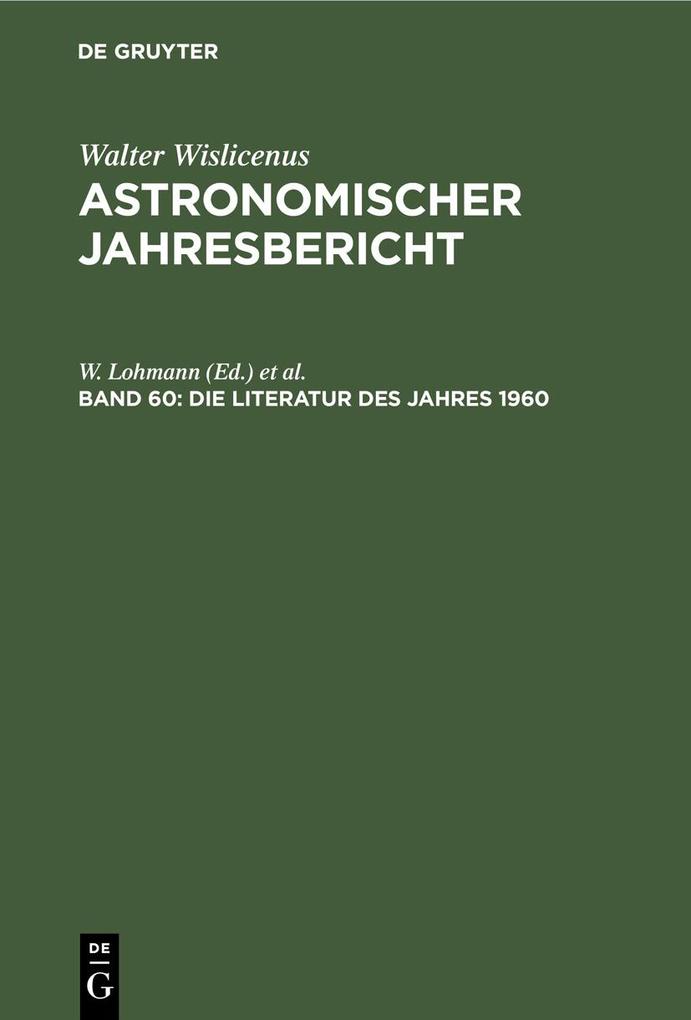 Die Literatur des Jahres 1960