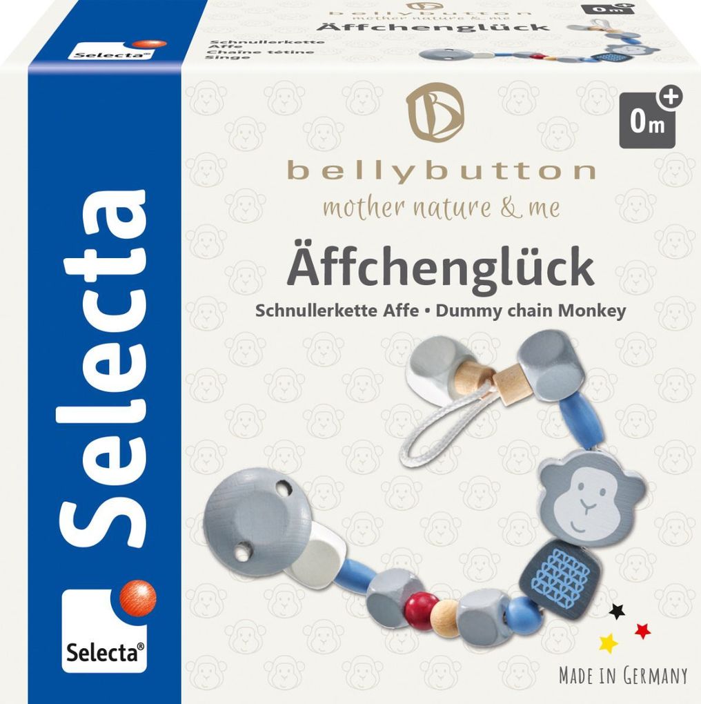 Image of Schmidt Spiele - Selecta - Äffchenglück blau Schnullerkette 22 cm