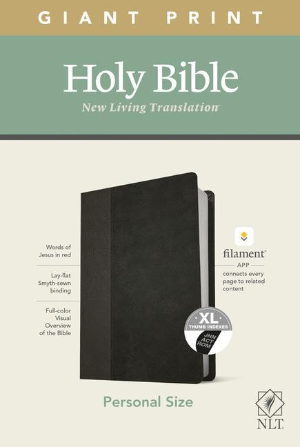 NLT Personal Size Giant Print Bible Filament Enabled Edition (Red Letter Leatherlike Black/Onyx Indexed)