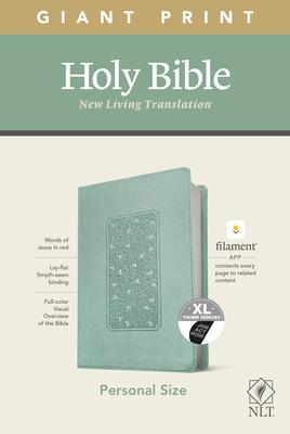 NLT Personal Size Giant Print Bible Filament Enabled Edition (Red Letter Leatherlike Floral Frame Teal Indexed)