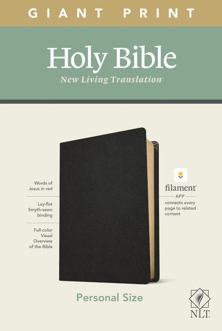 NLT Personal Size Giant Print Bible Filament Enabled Edition (Red Letter Genuine Leather Black)