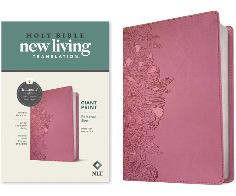NLT Personal Size Giant Print Bible Filament Enabled Edition (Red Letter Leatherlike Peony Pink)