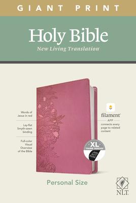 NLT Personal Size Giant Print Bible Filament Enabled Edition (Red Letter Leatherlike Peony Pink Indexed)