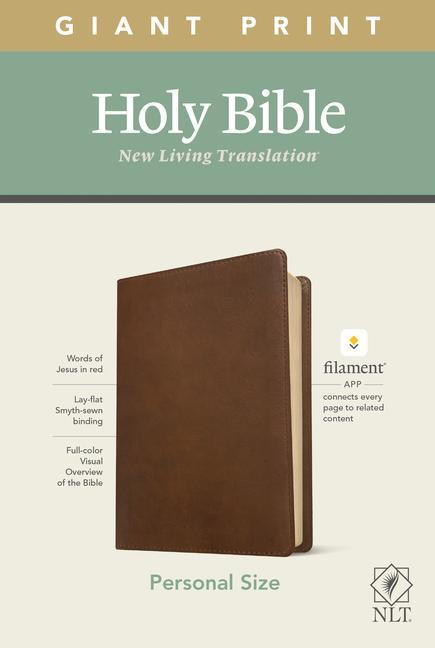 NLT Personal Size Giant Print Bible Filament Enabled Edition (Red Letter Leatherlike Rustic Brown)