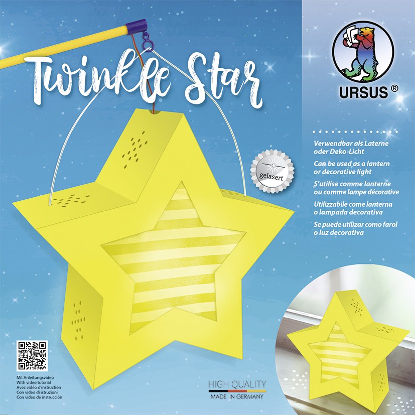 URSUS Laternenzeit / Home Decoration Twinkle Star gelb Stern Bastel-Set als Laterne oder Deko-Licht