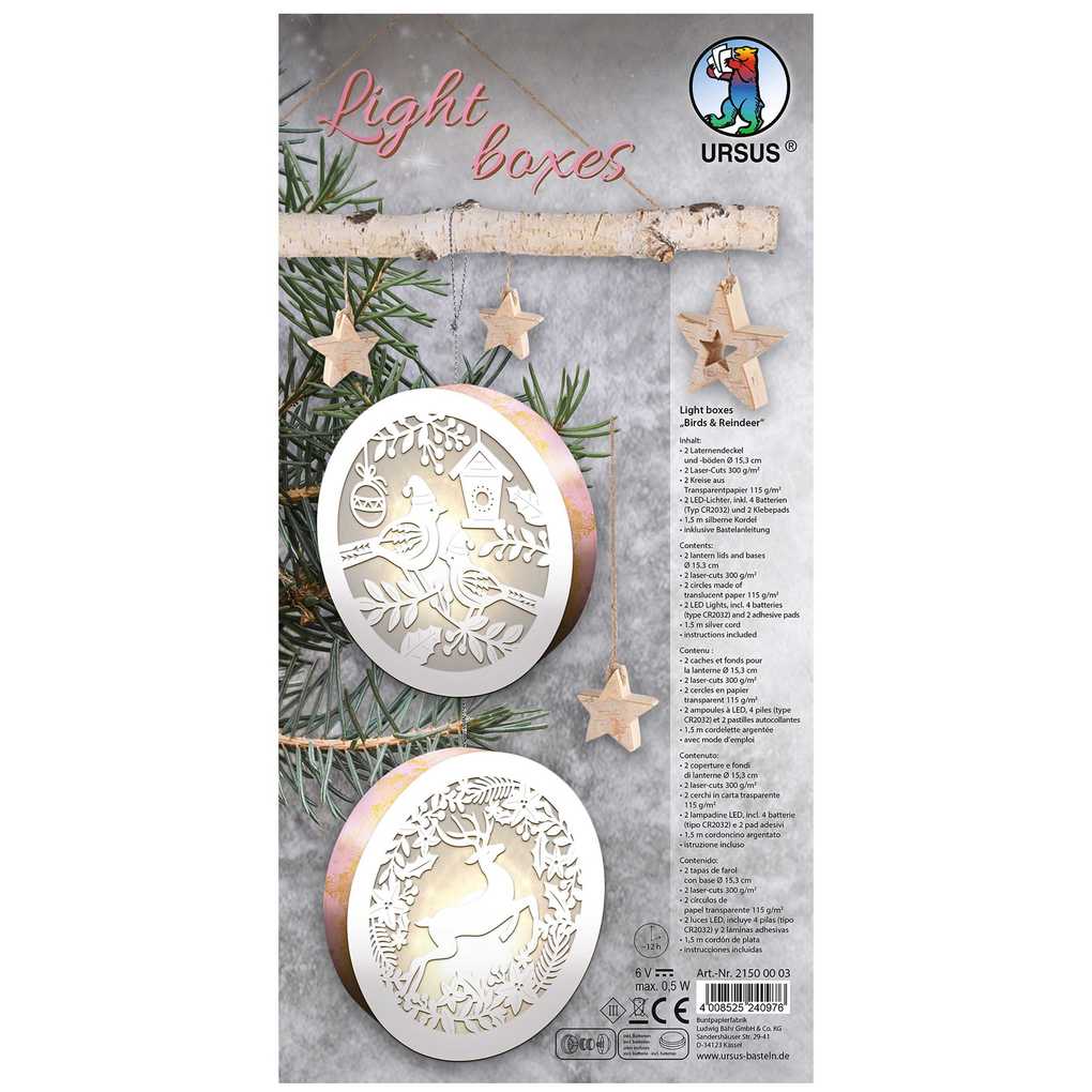 URSUS Dekorationsartikel Light Boxes Birds & Reindeer