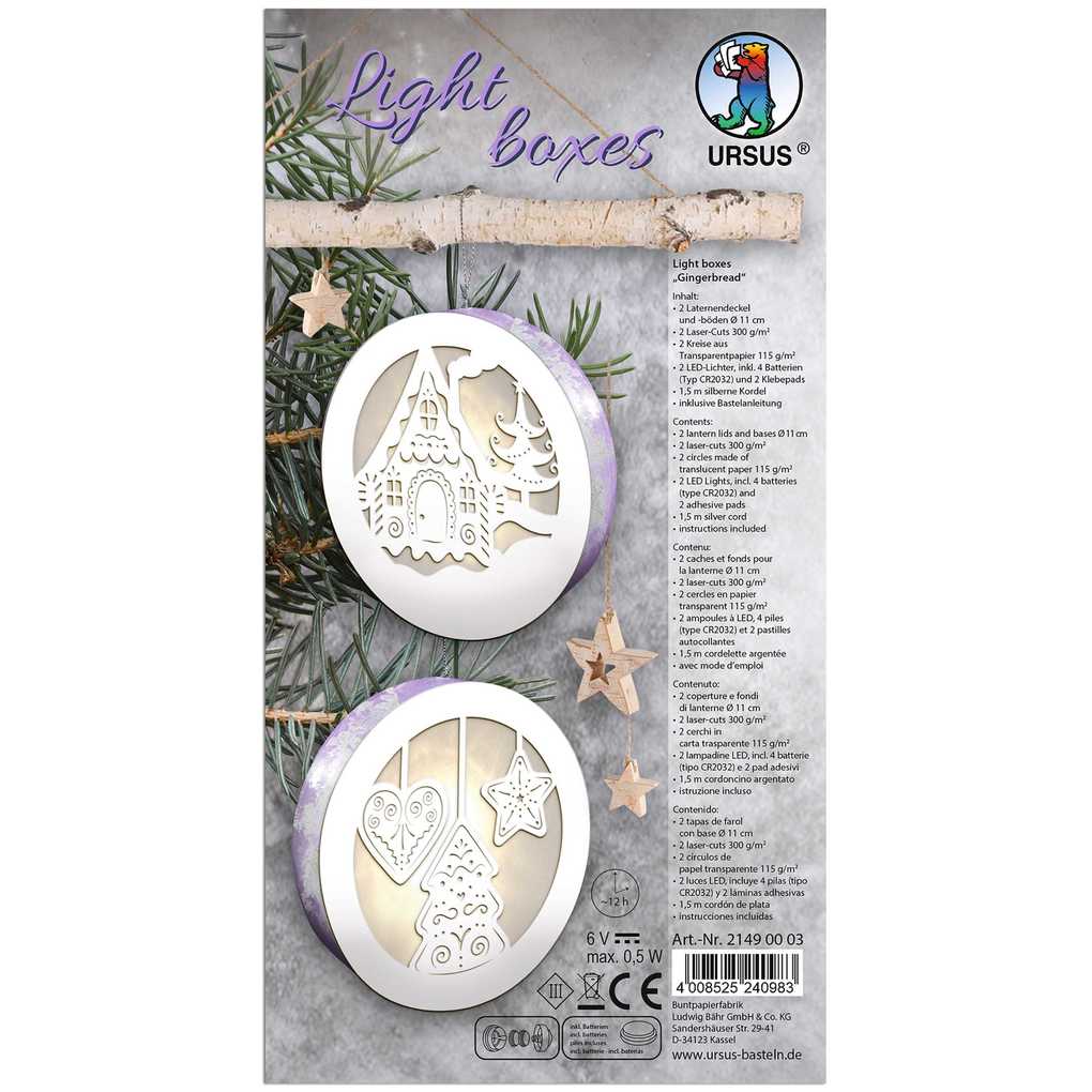 URSUS Dekorationsartikel Light Boxes Gingerbread