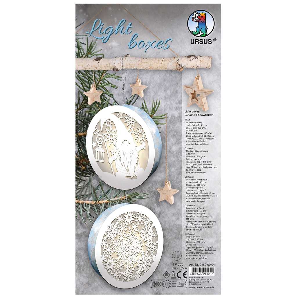URSUS Dekorationsartikel Light Boxes Gnome & Snowflakes