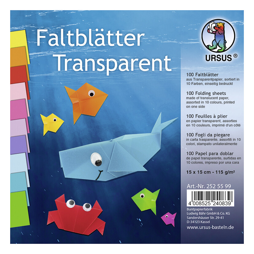 URSUS Falten Transparentpapier-Faltblätter 115 g/m² 15 x 15 cm sortiert