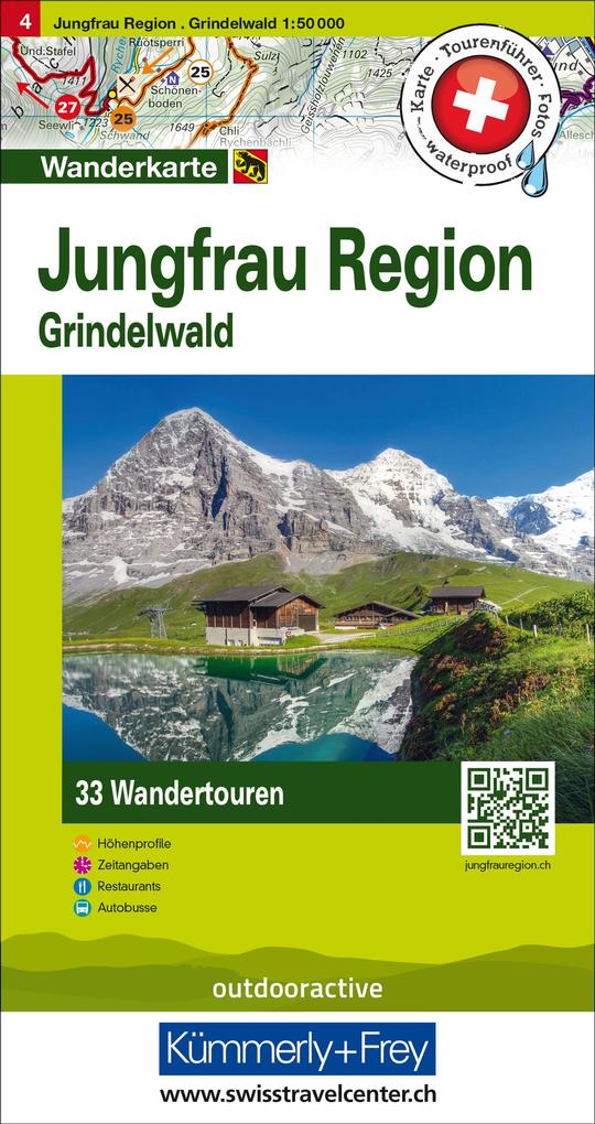Kümmerly+Frey Wandertourenkarte 4 Jungfrau Region Grindelwald 1:50.000