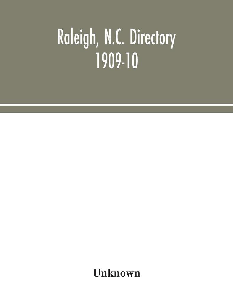 Raleigh N.C. directory 1909-10