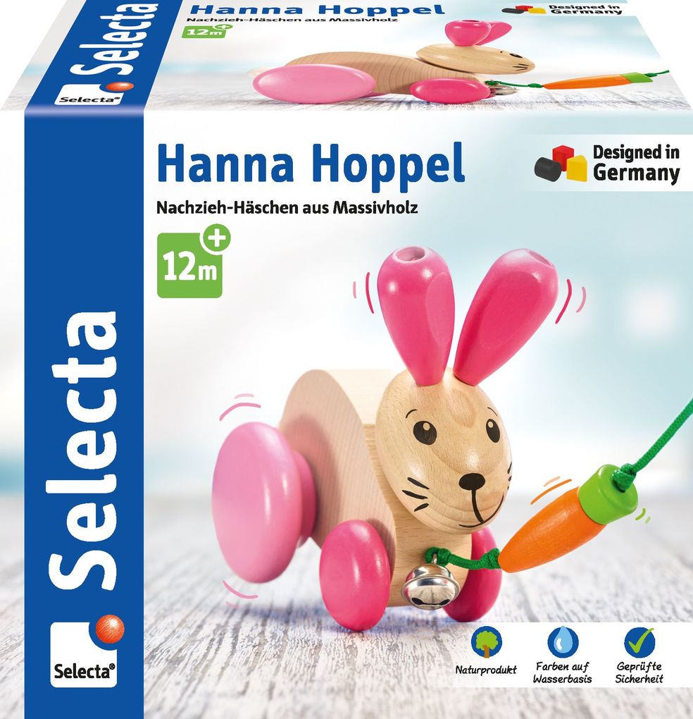 Schmidt Spiele - Selecta - Hanna Hoppel Nachzieh-Hase 13 cm