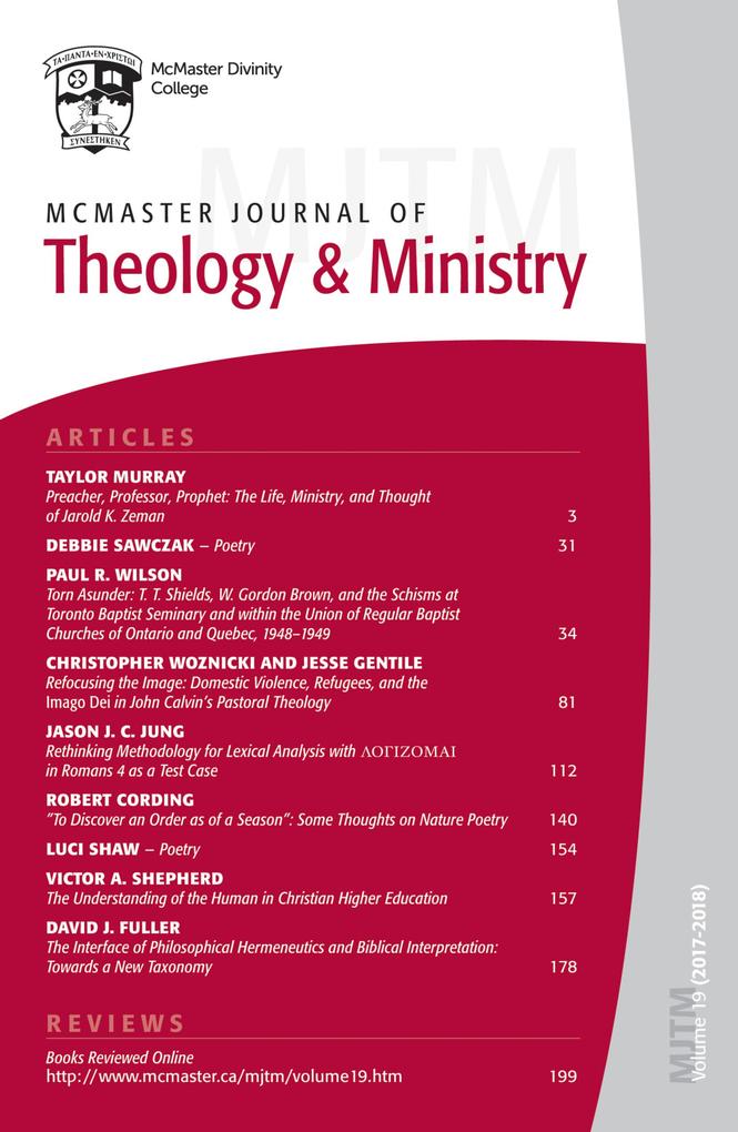 McMaster Journal of Theology and Ministry: Volume 19 2017-2018