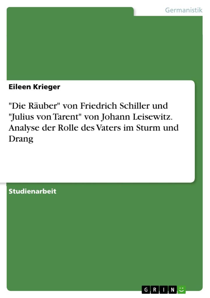 Die Räuber von Friedrich Schiller und Julius von Tarent von Johann Leisewitz. Analyse der Rolle des Vaters im Sturm und Drang